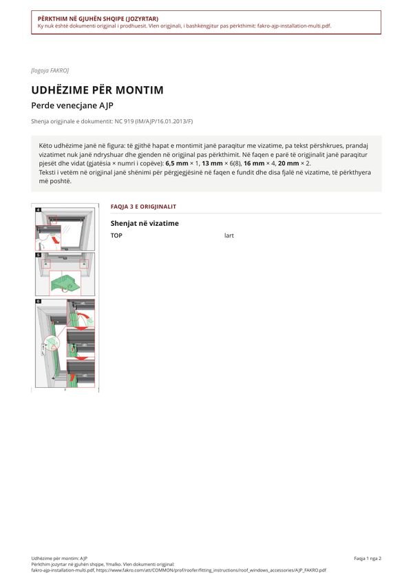 Udhëzime për montim: AJP (SQ)