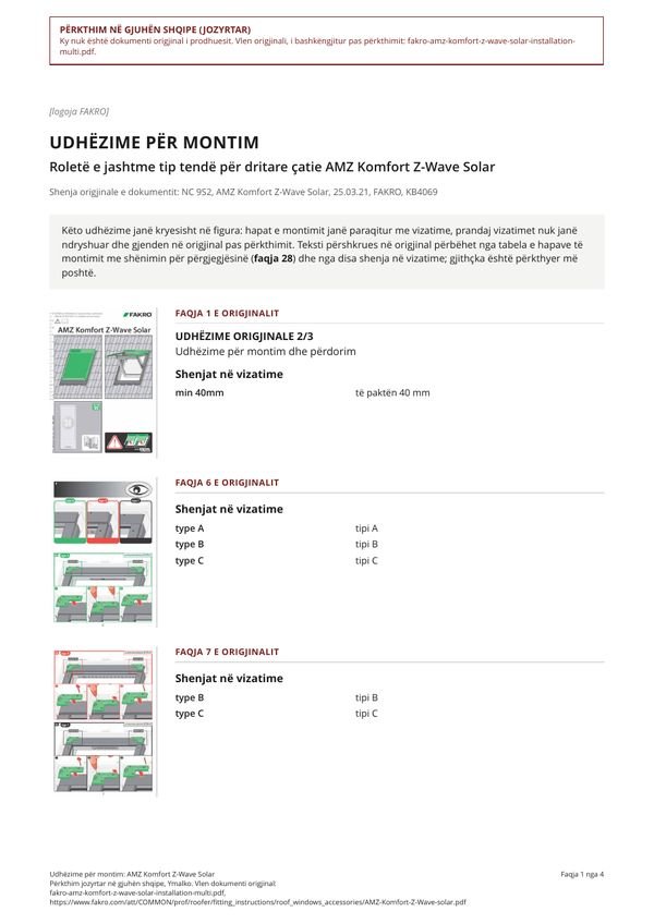 Udhëzime për montim: AMZ Komfort Z-Wave Solar (SQ)