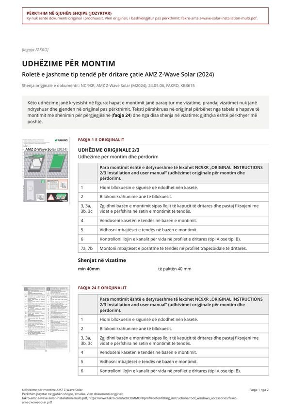 Udhëzime për montim: AMZ Z-Wave Solar (SQ)
