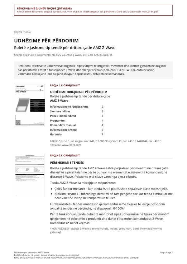 Udhëzime për përdorim: AMZ Z-Wave (SQ)