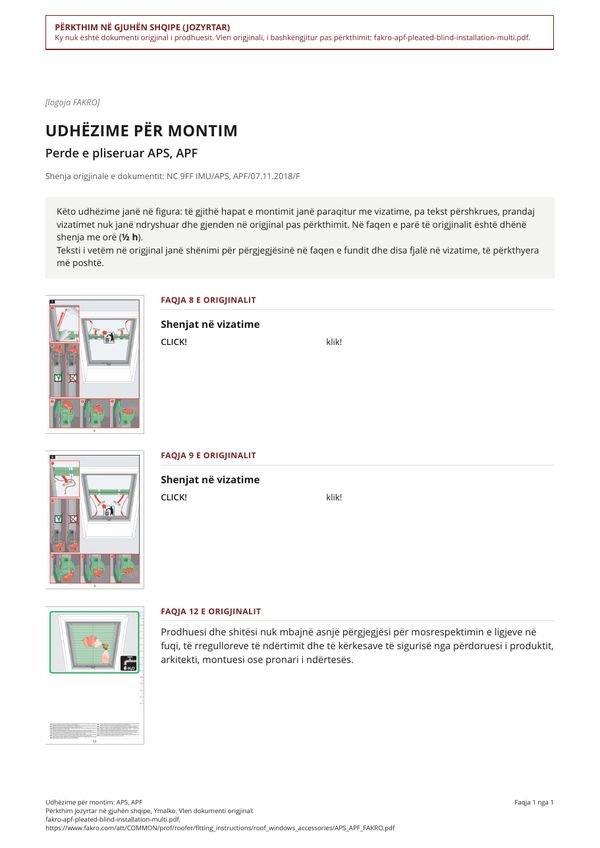 Udhëzime për montim: APS, APF (SQ)
