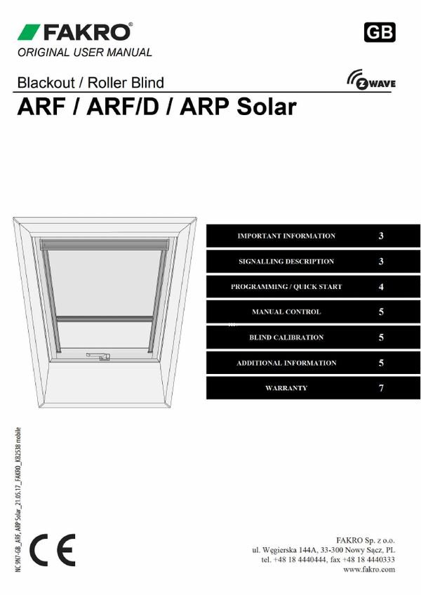 User manual: ARF, ARF/D, ARP Solar (EN)