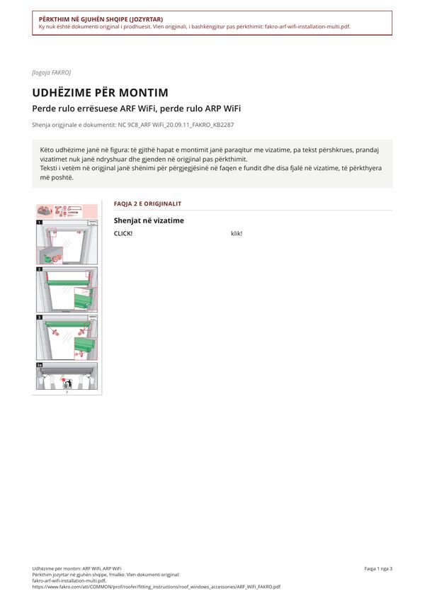 Udhëzime për montim: ARF WiFi, ARP WiFi (SQ)