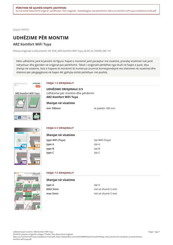 Udhëzime për montim: ARZ Komfort WiFi Tuya (SQ)