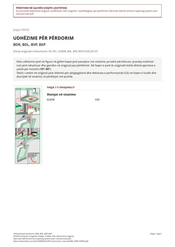 Udhëzime për përdorim: BDR, BDL, BVP, BXP (SQ)