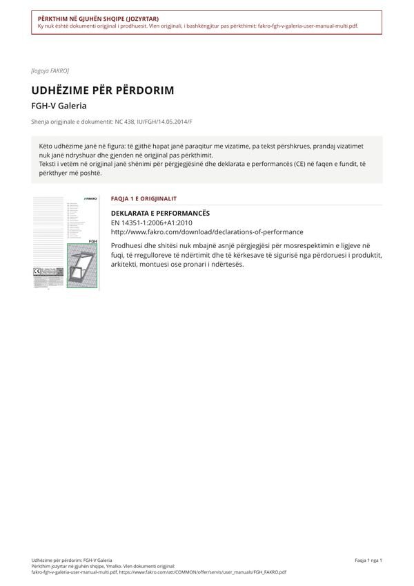 Udhëzime për përdorim: FGH-V Galeria (SQ)