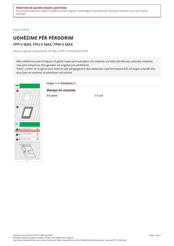 Udhëzime për përdorim: FPP-V MAX preSelect (SQ)