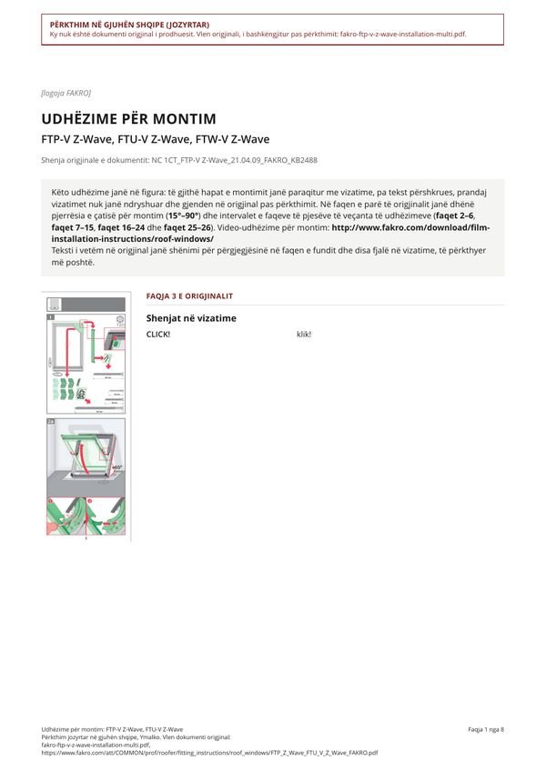 Udhëzime për montim: FTP-V Z-Wave, FTU-V Z-Wave (SQ)
