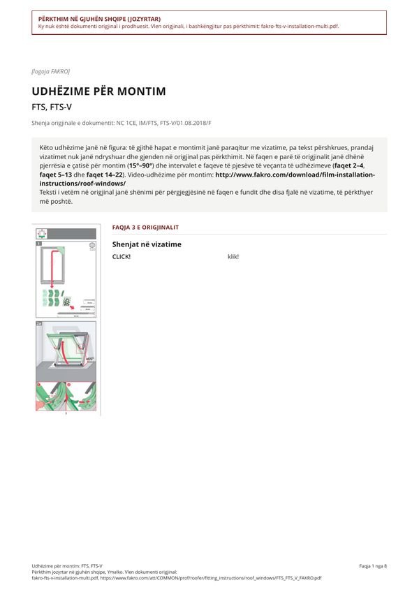 Udhëzime për montim: FTS, FTS-V (SQ)