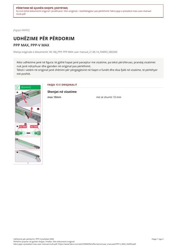 Udhëzime për përdorim: PPP-V preSelect MAX (SQ)