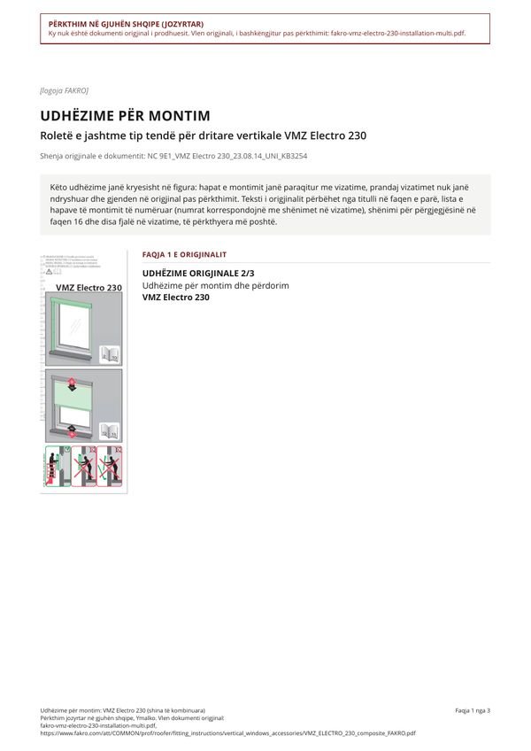 Udhëzime për montim: VMZ Electro 230 (shina të kombinuara) (SQ)