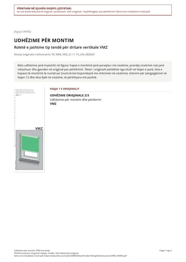 Udhëzime për montim: VMZ (me dorë) (SQ)